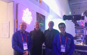 Clearlight Shows own John McKissock and Martin Bowman with the team from Apollo Design at Pro Light and Sound 2019 (Frankfurt)